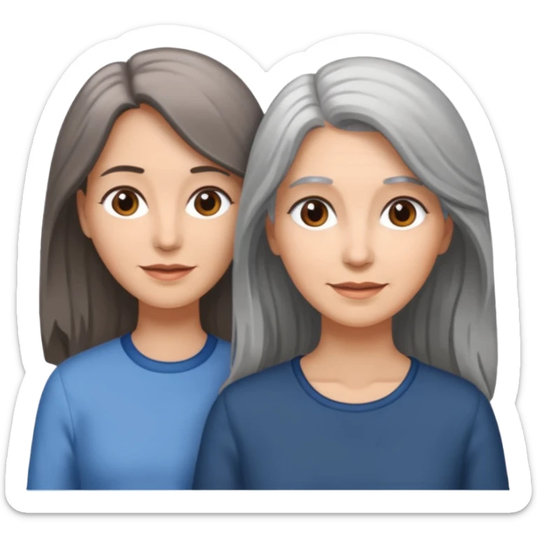 2 Frauen, die sich lieben davon 1 grauhaarig, 1 braunhaarig, lange Haare sticker