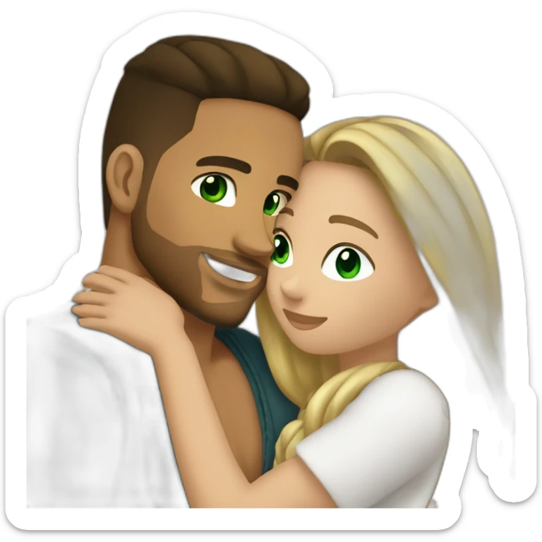 Romeo santos hug a girl green eyes ans very long dark blond hair sticker