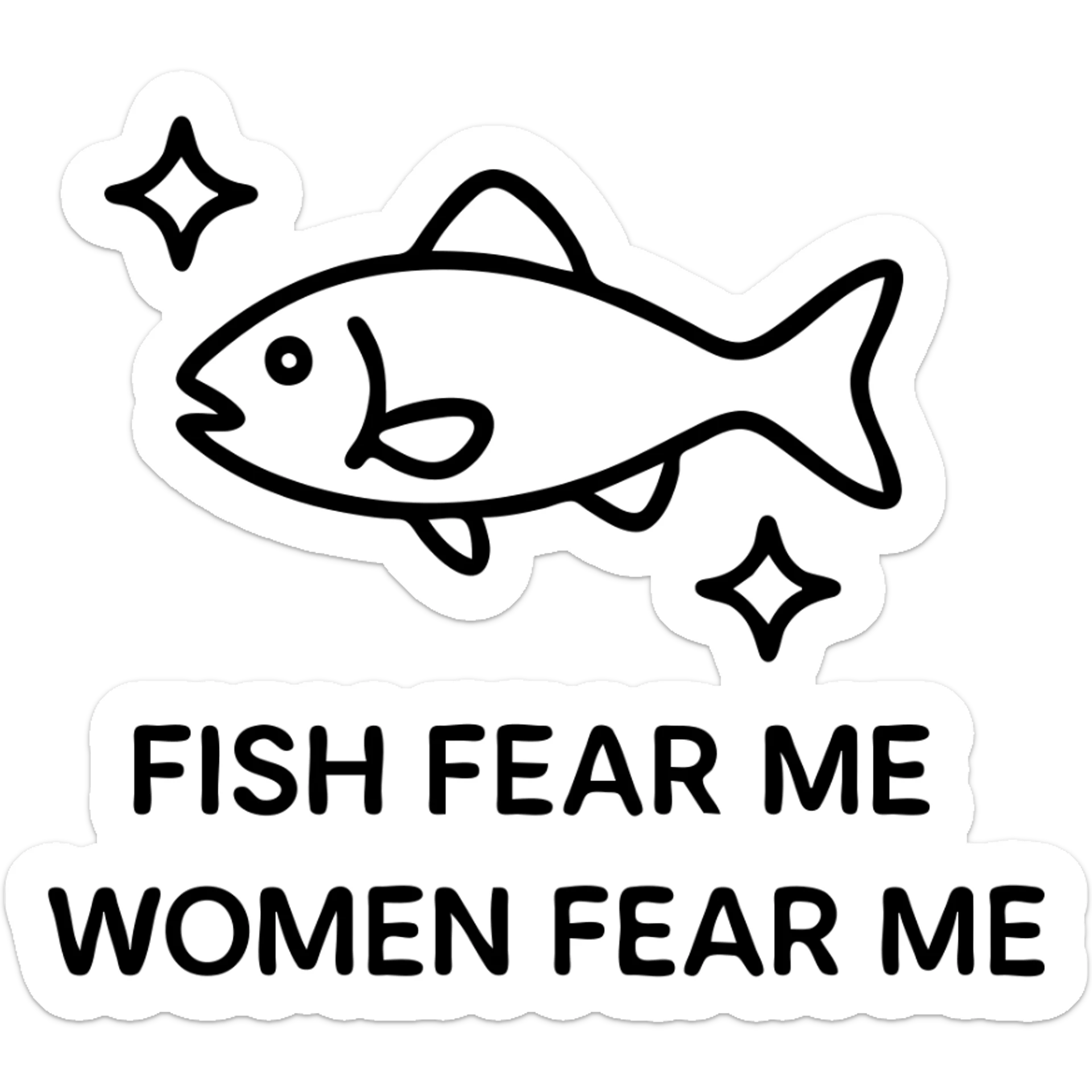 fish with sparkles with text fish fear me women fear me sticker