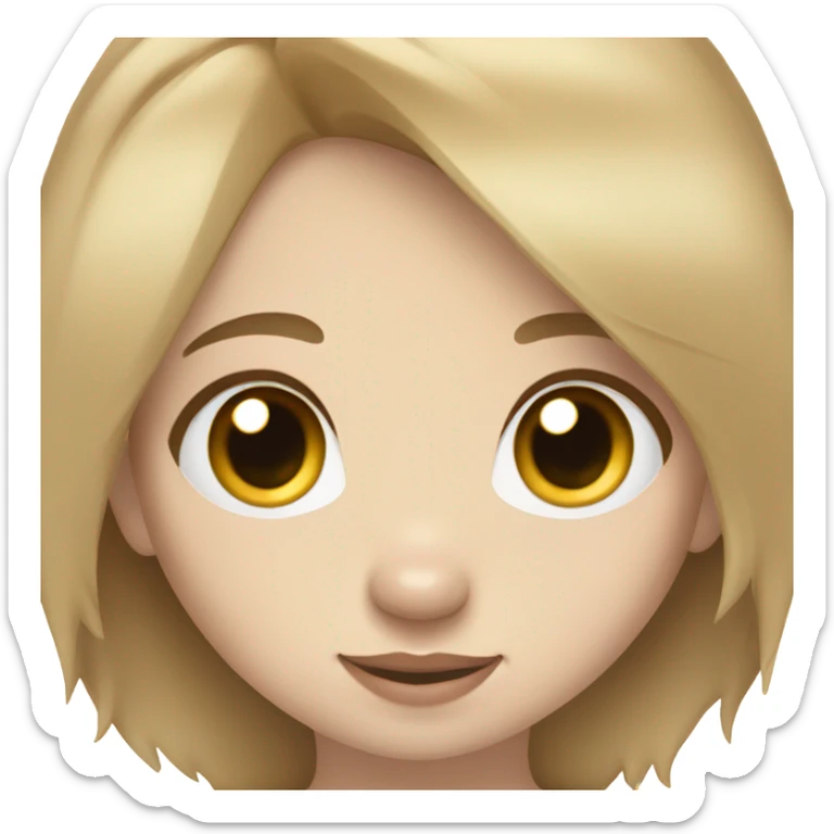 Pale brown hair  girl holding a Husky golden beige sticker