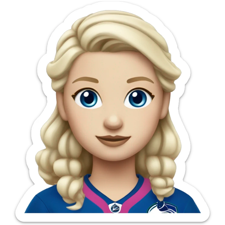 blonde girl with blue eyes in a vancouver canucks jersey with a pink bow in her hair sticker