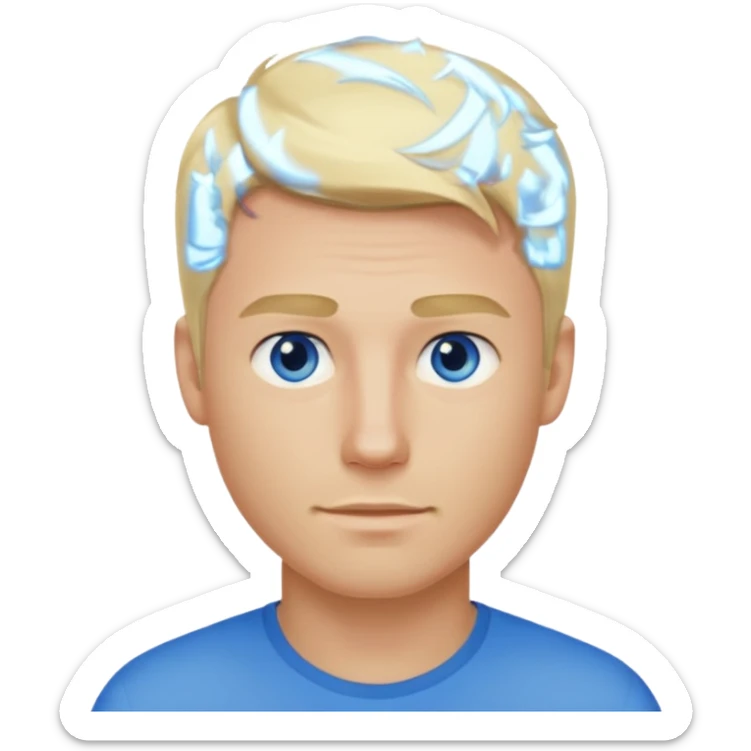 A guy with blonde hair and blue eyes that looks masculine sticker