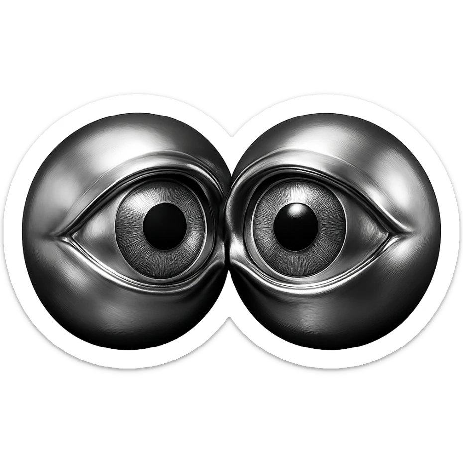 anatomically correct human eyes touching each other in chrome style sticker