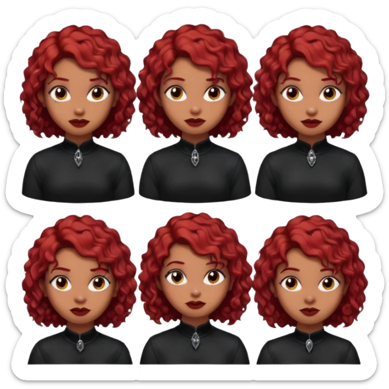 goth girl red hair cacheado médio pele parda, várias expressões  sticker