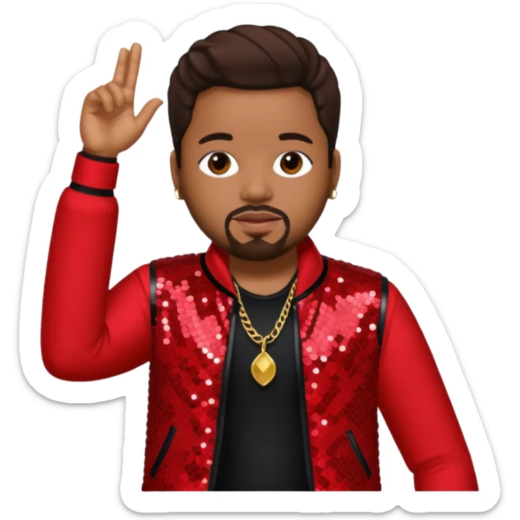 The-Dream, R&B Singer (b.1977) with dark brown hair, red sequin tour outfit  sticker