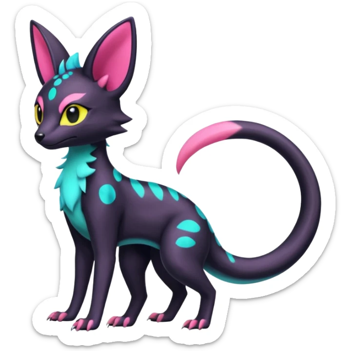 Neon pastel Salandit-Umbreon-Genet-Noivern-Noibat-Serval-Hybrid (Full body) sticker