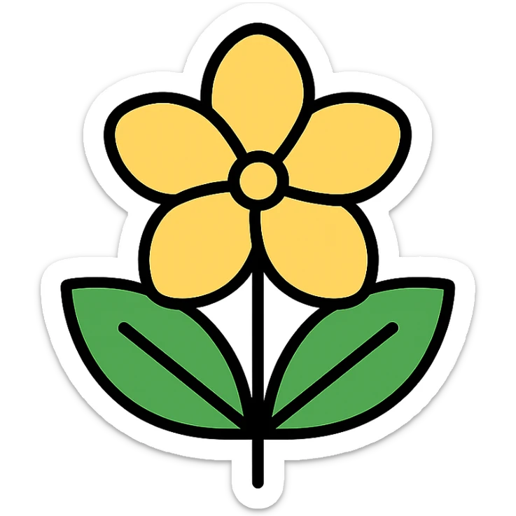 icono de una flor de jazmín, estilo icono, líneas limpias, simple, reconocible sticker