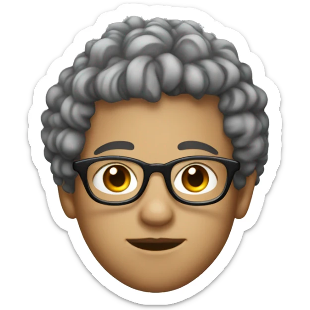 White teenager, with curly hair and skin fade, and glasses sticker
