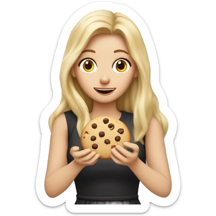 Woman-with-long-blonde -hair-and- blonde hair fair skin man eating cookie dough sticker