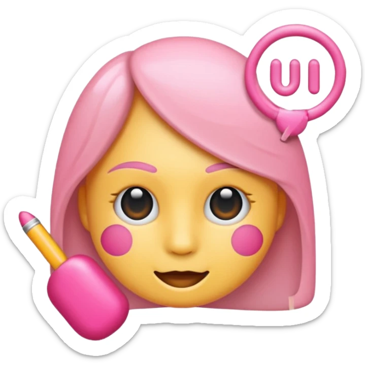 Crie um emoji de fone de ouvido branco com 2 lacinhos rosas claros sticker