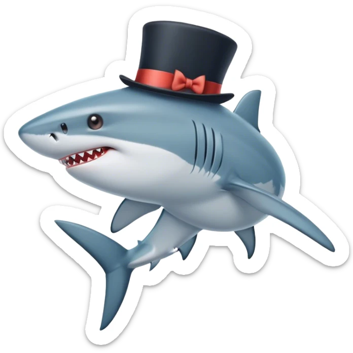 Shark with a top hat sticker