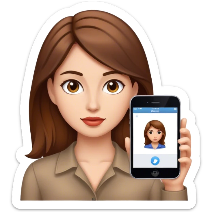 mujer pelo cafe y piel blanca diseñadora grafica  sticker