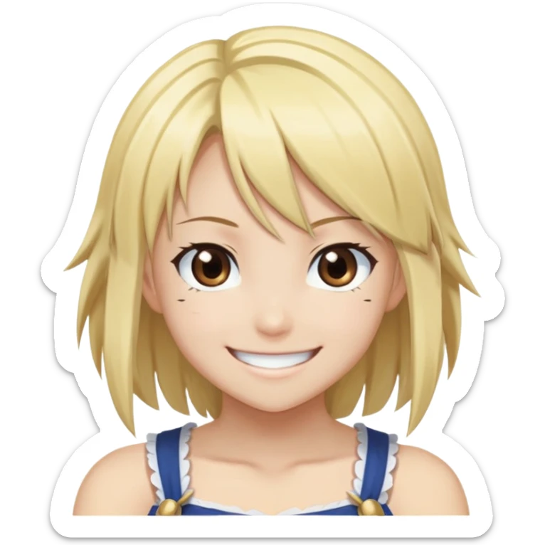 Smiling Lucy Heartfilia from Fairy Tail with blonde hair and brown eyes sticker