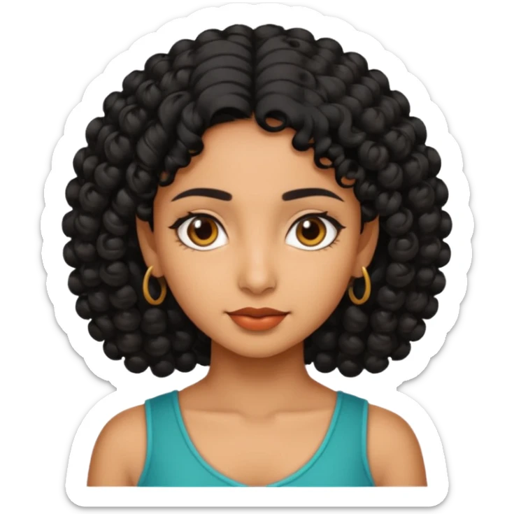 Indian fat girl south Indian curly short black hair tan darker skin sticker
