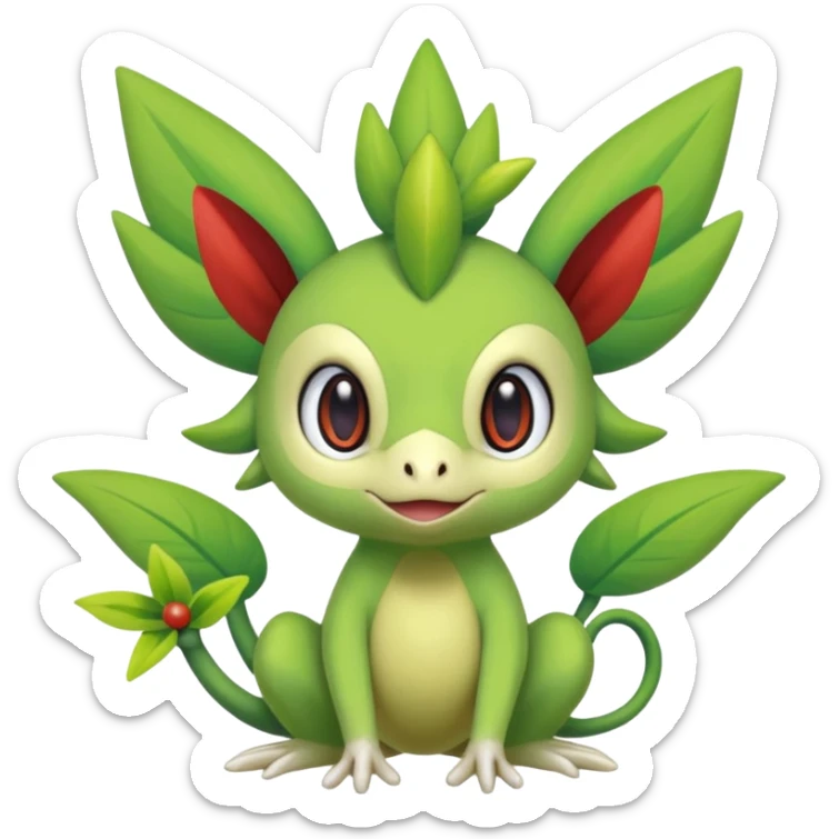  Fey Toony Sprigatito-Grookey-Celebi-Amaura-Grovyle-Shaymin-fusion-hybrid sticker