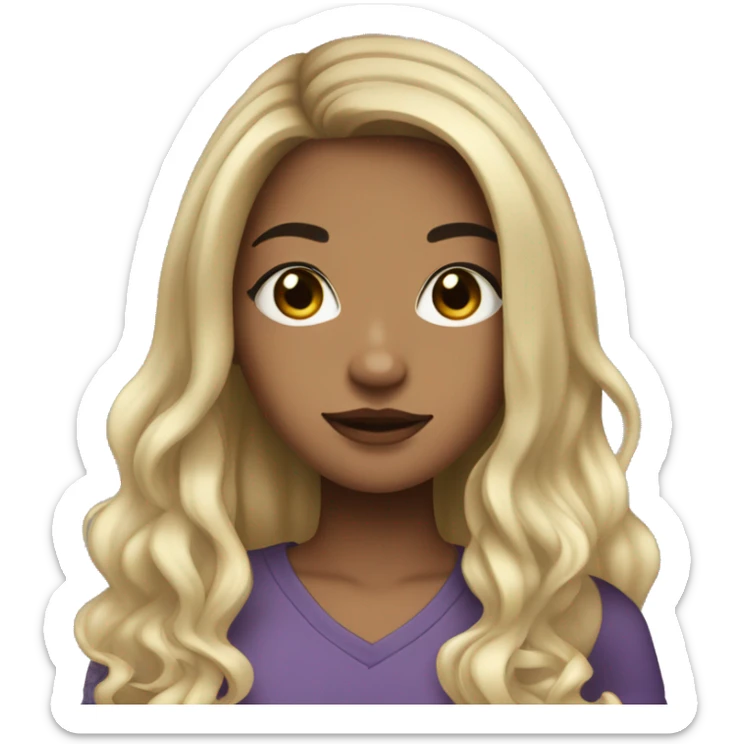 teen girl with long black hair, blonde highlights, dark brown eyes, and hair parted in the middle sticker