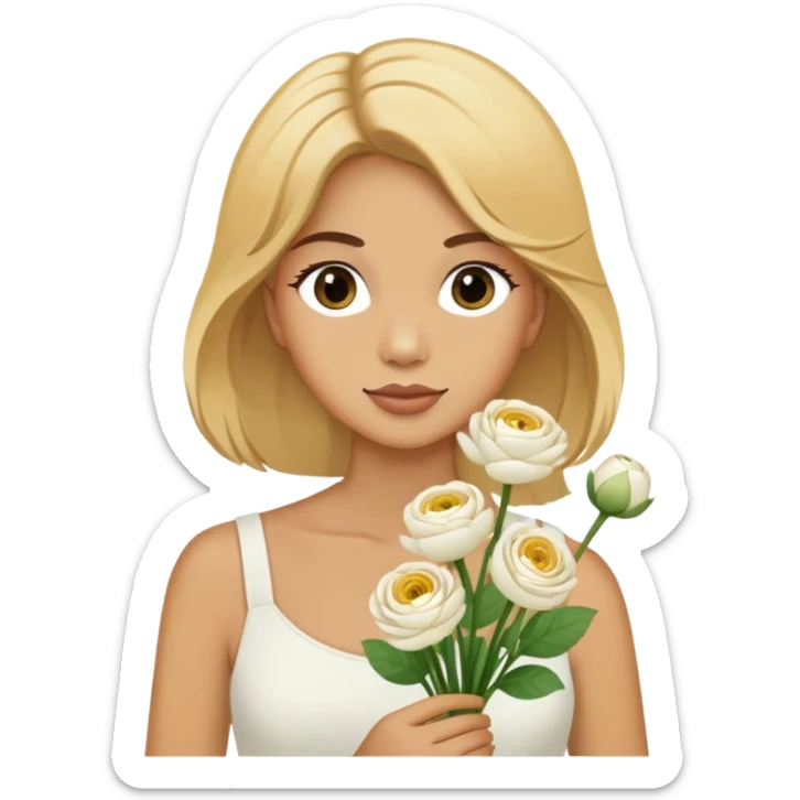 all women we’ve flown a golden blonde hair or florist with seven white ranunculus ￼ sticker
