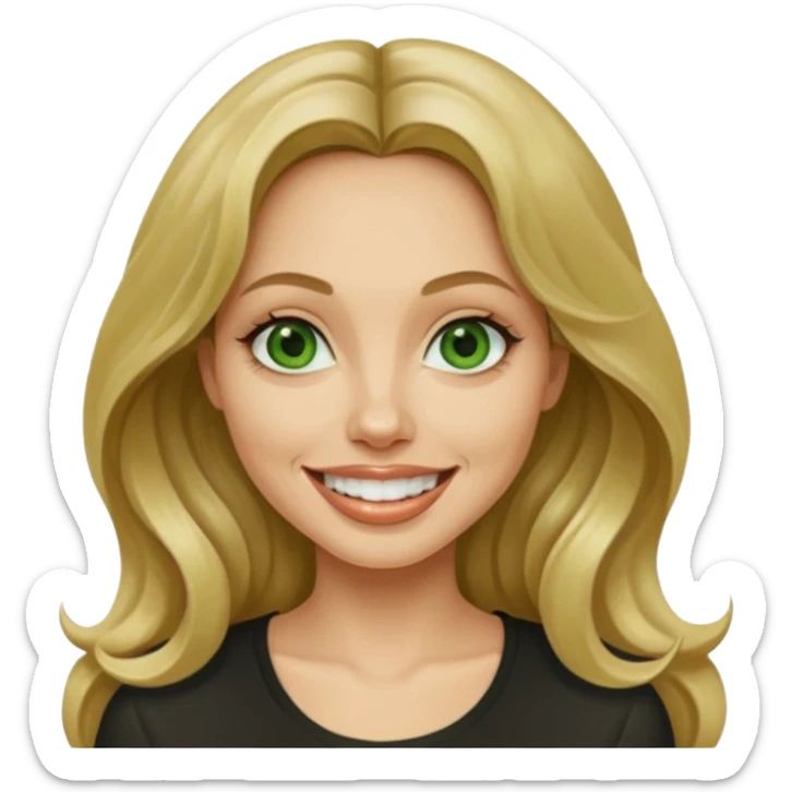 Girl with Beautiful long wavy hair, dirty blonde with bright green eyes and an Angelina Jolie smile ￼  sticker