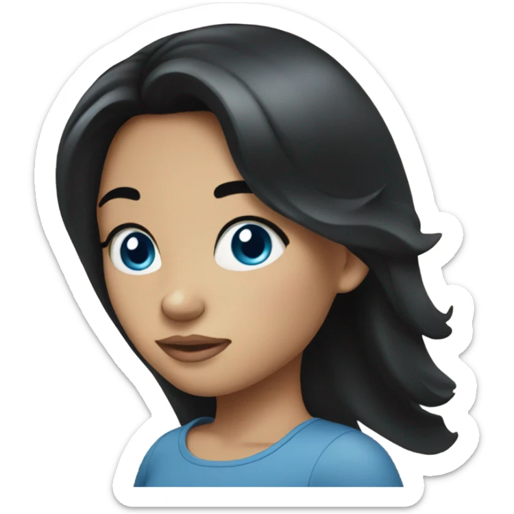 Girl with black hair and blue eyes sticker