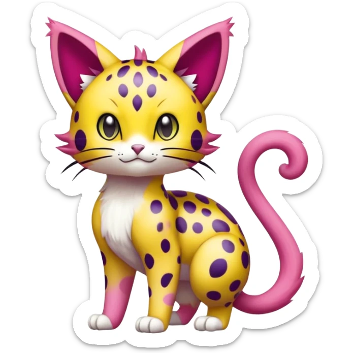 Colorful Liepard-Skitty-Delcatty-Pokémon-Fakémon-hybrid-creature (full body) sticker