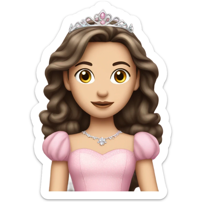 beautiful caucasian brunette princess in pink princess dress sticker