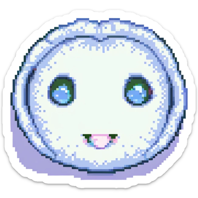 woozy face with white powder on nose, alluding to cocaine, pixel art style sticker