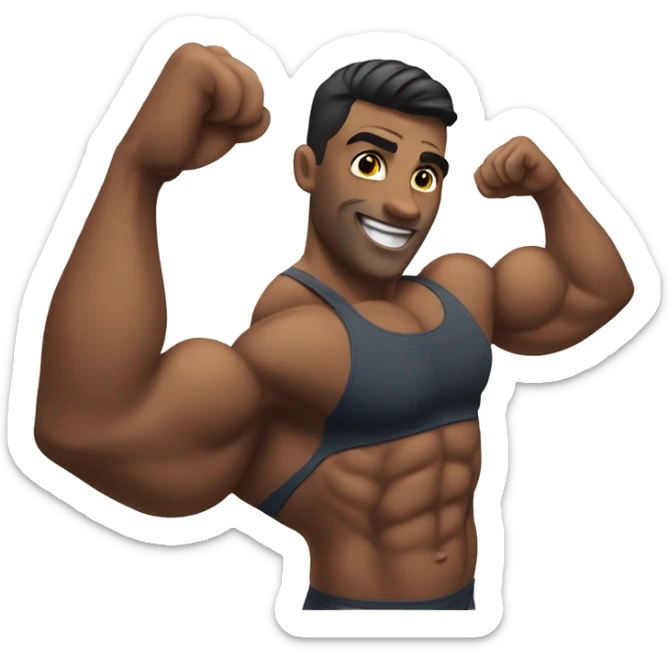 Bodybuilder showing off his  sticker