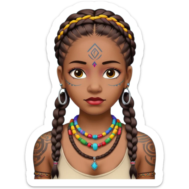 tribal girl Tattooed, DO NOT wearing necklace sticker