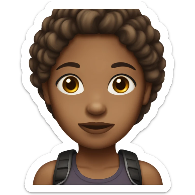 Light Brown skin colored girl with black and brown hair, brown eyes sticker