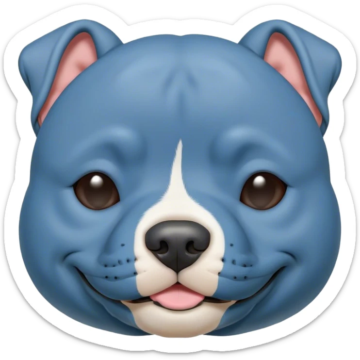 Meme-Worthy Cute Sleeping Blue Staffordshire Bull Terrier Portrait Emoji, Head resting peacefully with a contented smile, showcasing a delightfully compact build and a luxuriously soft blue Fur, eyes shut in a serene nap, Simplified yet hilariously adorable features, highly detailed, glowing with a soft, drowsy light, high shine, relaxed and utterly lovable, stylized with an air of playful laziness, bright and heartwarming, soft glowing outline, capturing the essence of a comically sleepy guardian, so meme-worthy it feels like it could instantly become the next viral sensation of adorable slumber! sticker