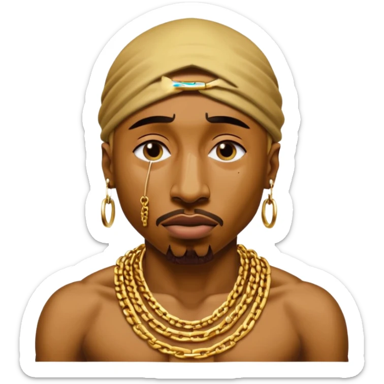 tupac but he's made of gold but he's also in an unbearable amount of pain sticker