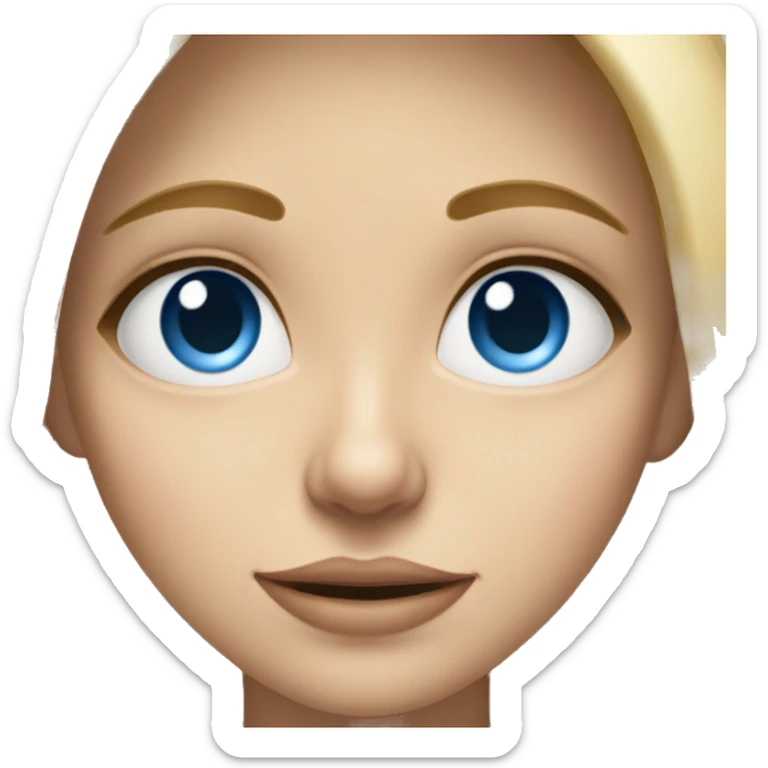 blonde girl portrait looking at viewer without lines on forhead and bleu eyes sticker