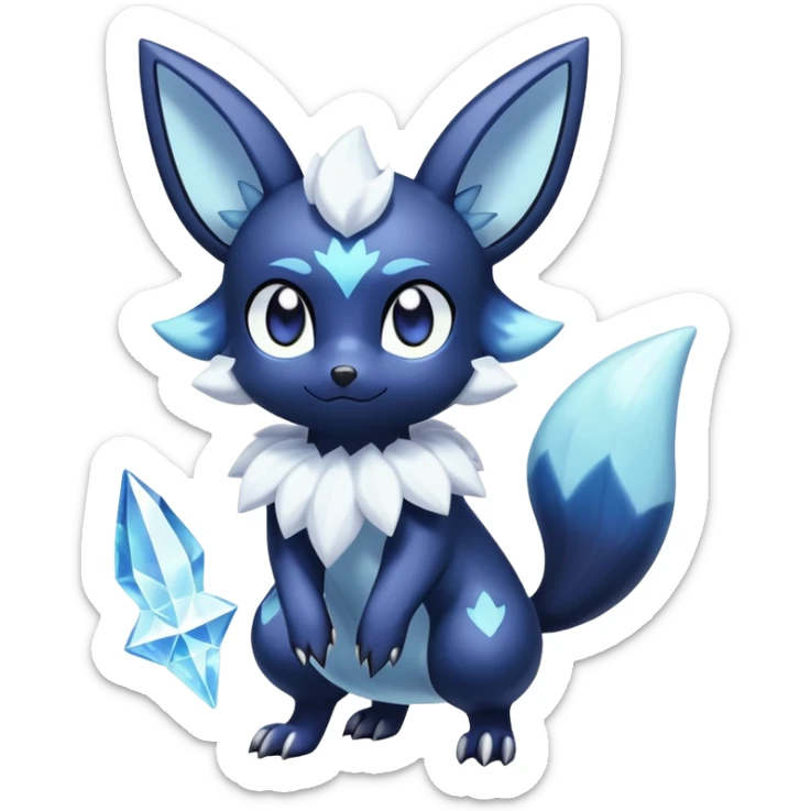 Shiny pastel Dark snowy icy crystal pic sparkly Nebulae Noibat-Meowstic-Umbreon-Fakémon-hybrid-creature (full body)  sticker