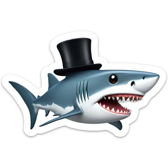 Shark with a top hat sticker