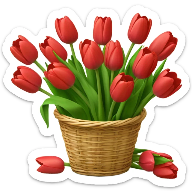Red tulips bouquet in basket the same as the white ones you gave me without the bow sticker