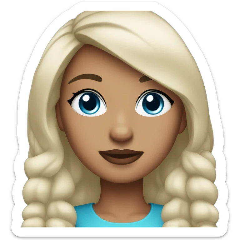 woman with olive skin, long dark hair, blue eyes, ful lips, square face and big lashes. formal dressed sticker