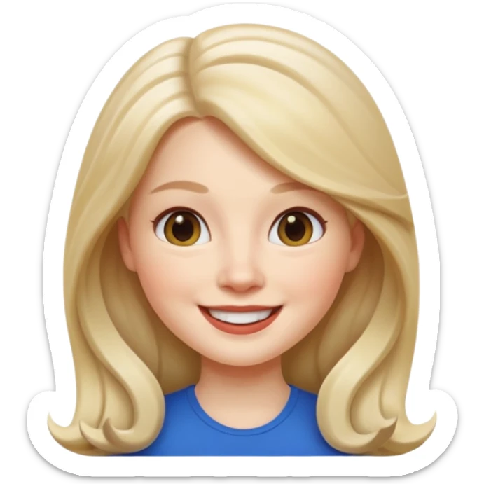 beauty white skin woman apple memoji style with long hair sticker