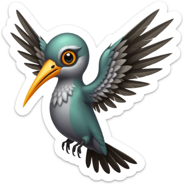 creppy demon like hummingbird with  creppy and very long wings   staring in your soul crepply and deadly  sticker