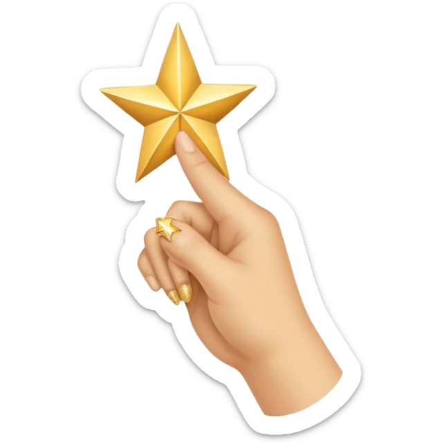 hand pointing one index finger with a star at the tip of the finger sticker