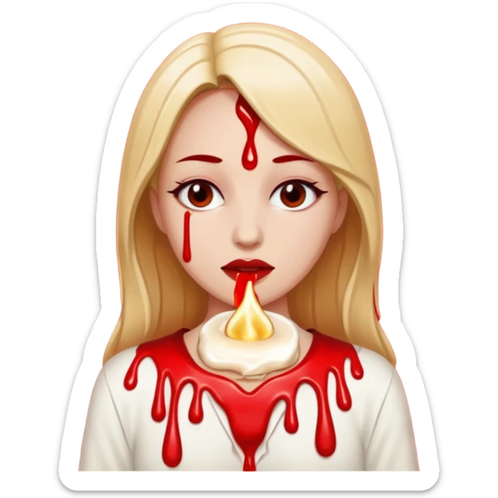 Woman dripping hot wax onto her own skin, controlled pain, ceremonial atmosphere sticker