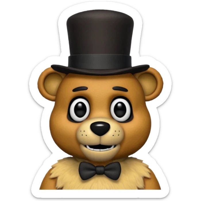 Freddy Fazbear with black and tiny hat from Five Nights At Freddy's Movie sticker