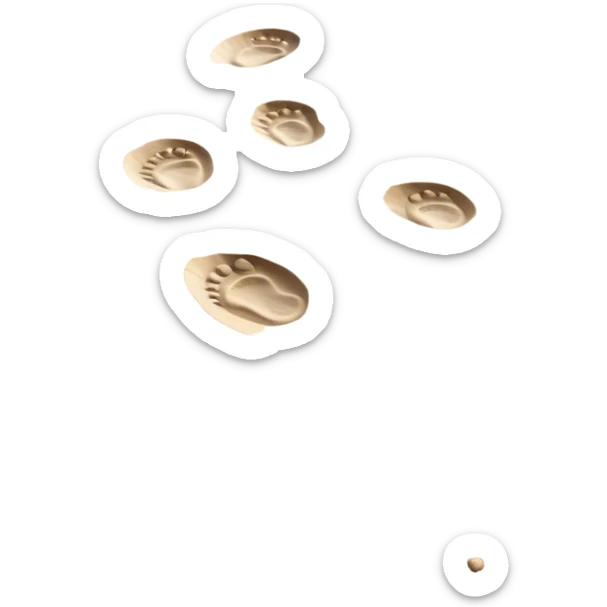 **Baby footsteps lead ahead of larger ones**, as if guiding the adult forward.  on sand sticker