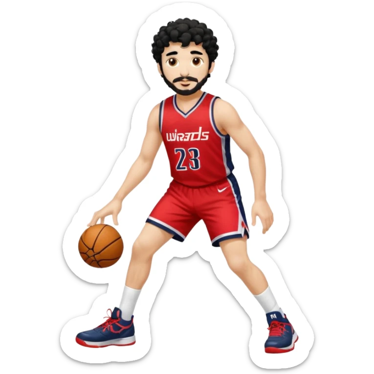Curly hair short facial hair Washington Wizards Jersey white socks cover up the ankle legs and knees a right arm sleeve on your right arm sticker