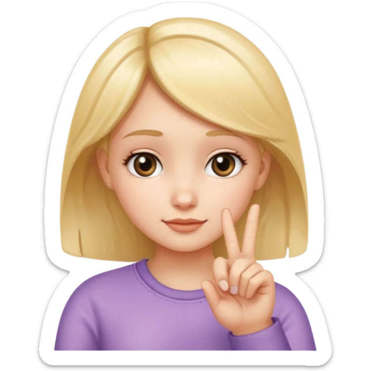 emoji of a girl making the ‘small’ gesture: thumb and index finger almost touching to indicate tiny size, other fingers curled, hand positioned near her face, soft glossy emoji texture sticker