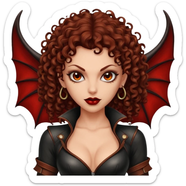 Lilith symbol seductress evil brown curly haired sexy succubus woman with leather on sticker