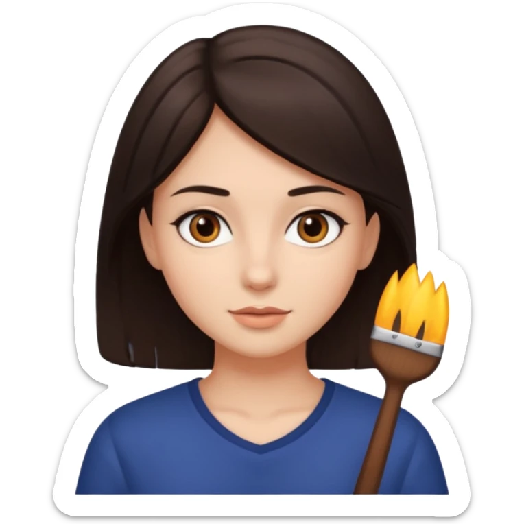 Girl with dark brown hair with brown eyes sticker