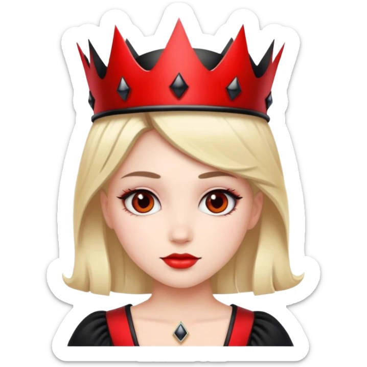 A beautiful girl wearing a black and red outfit with a black crown  sticker