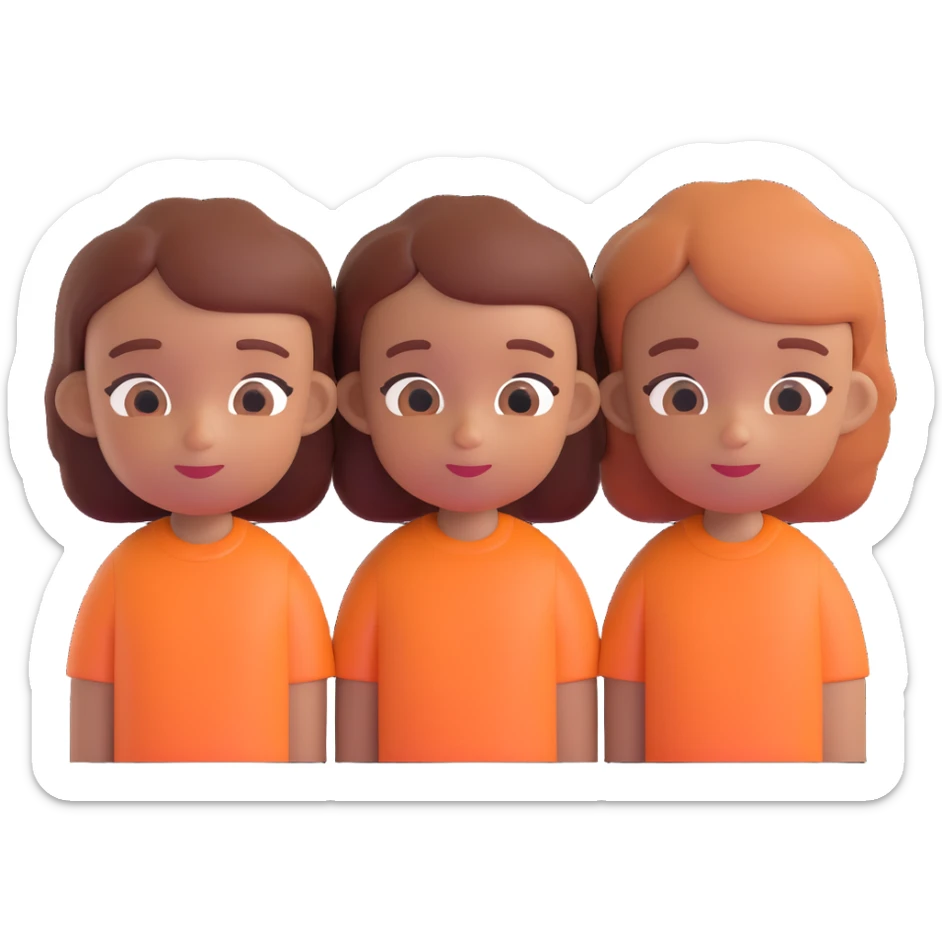 Slightly increase the volume of the upper body of the girl, separate the girl and the boy from each other, make the skin color the same for both characters, keep the cartoonish 3D style. sticker