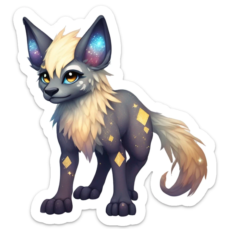 Cool cute Kawaii edgy ethereal futuristic modern epic fantasy animal sparkle fursona Fionbri creature by griffsnuff & LiLaiRa & Falvie full body sticker