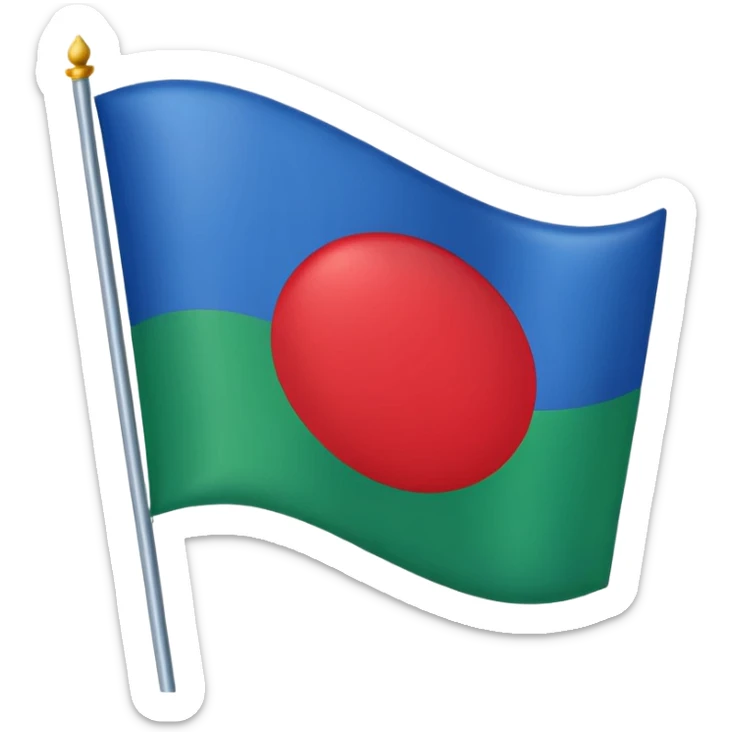 Un drapeau avec du bleu en haud du vers en bas et un cercle rouge aj milieux sticker